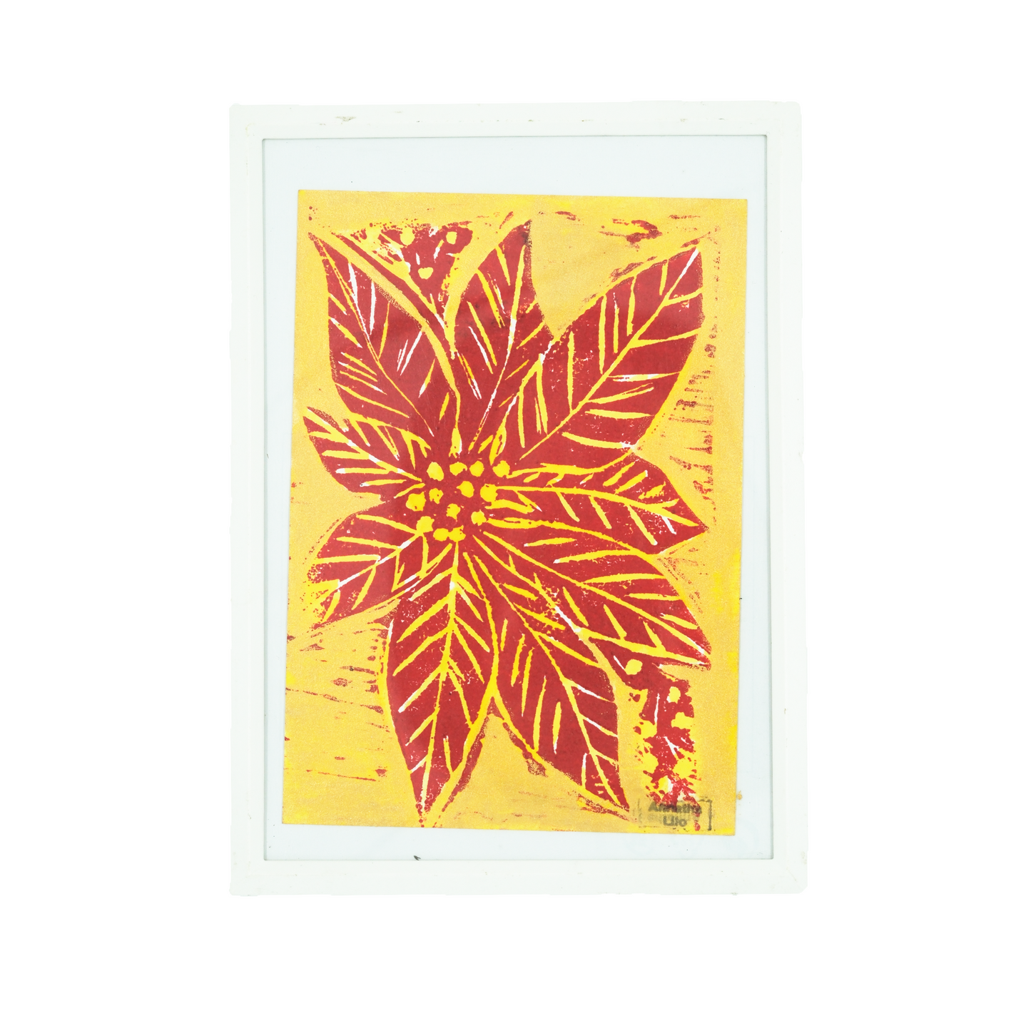 Gold Poinsettia Christmas Print