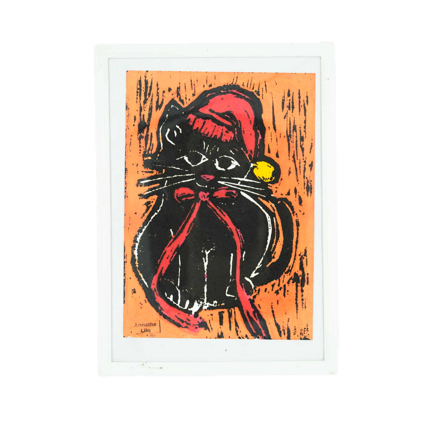 Orange Xmas Cat Christmas Print
