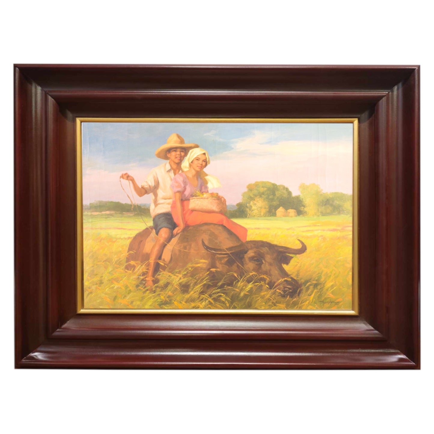 “Man and Woman on Carabao” (1959) by National Artist Fernando Amorsolo