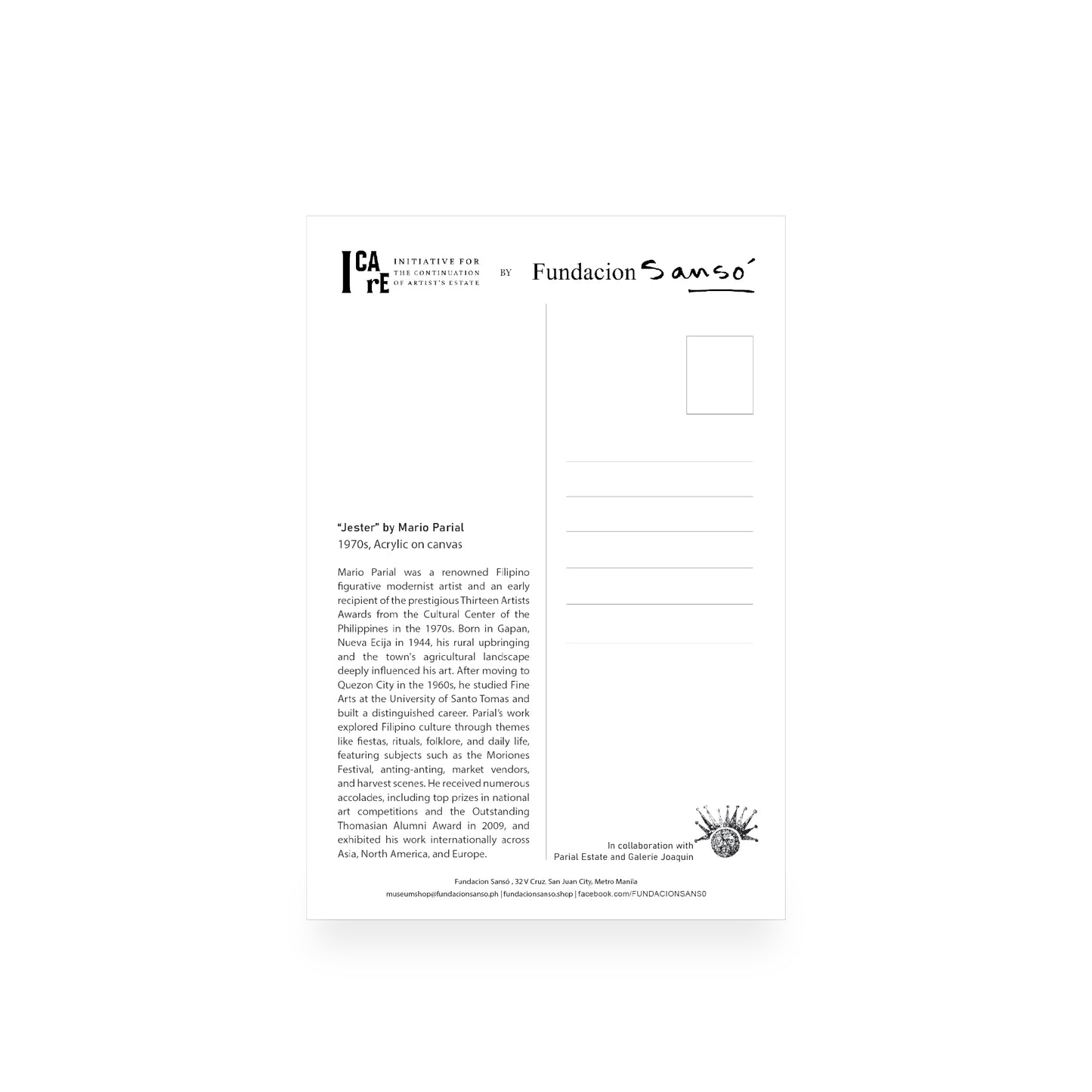 "Jester" by Mario Parial - Postcard