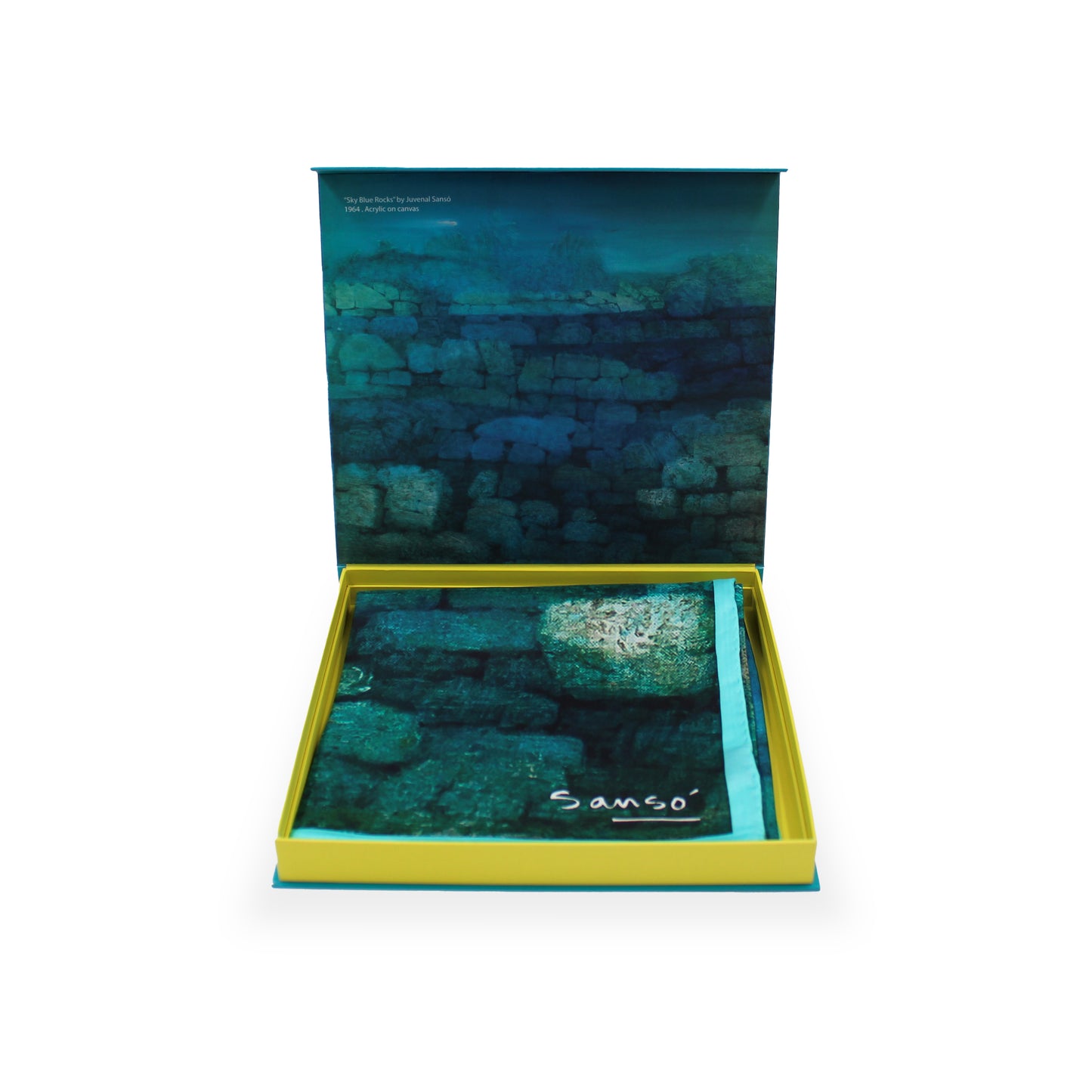 "Sky Blue Rocks" by Juvenal Sansó - Silk Scarf