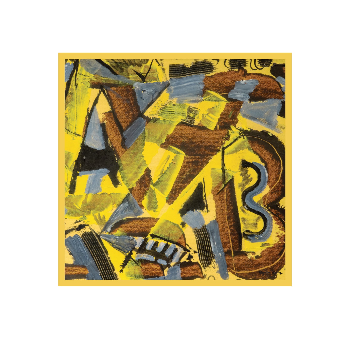 Untitled by National Artist Federico Aguilar Alcuaz - Silk Scarf - Yellow