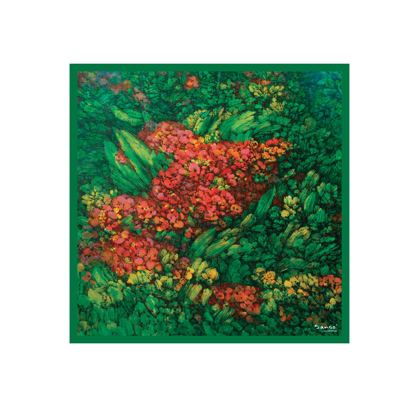 Untitled by Juvenal Sansó - Silk Scarf - Green
