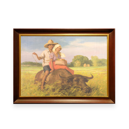 “Man and Woman on Carabao” (1959) by National Artist Fernando Amorsolo