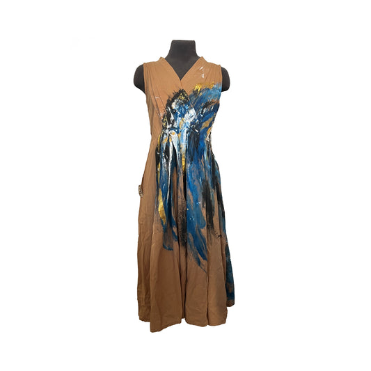 “Perslab” Dress Brown (handpainted) by Ming Moya