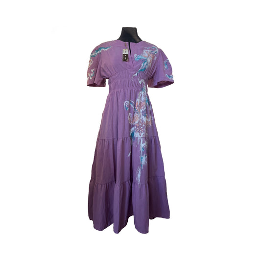 “Perslab” Dress 3 (Lilac) Butterfly sleeves (handpainted) by Ming Moya