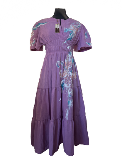 “Perslab” Dress 3 (Lilac) Butterfly sleeves (handpainted) by Ming Moya