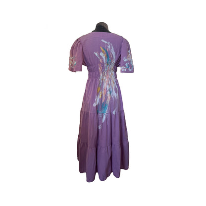 “Perslab” Dress 3 (Lilac) Butterfly sleeves (handpainted) by Ming Moya