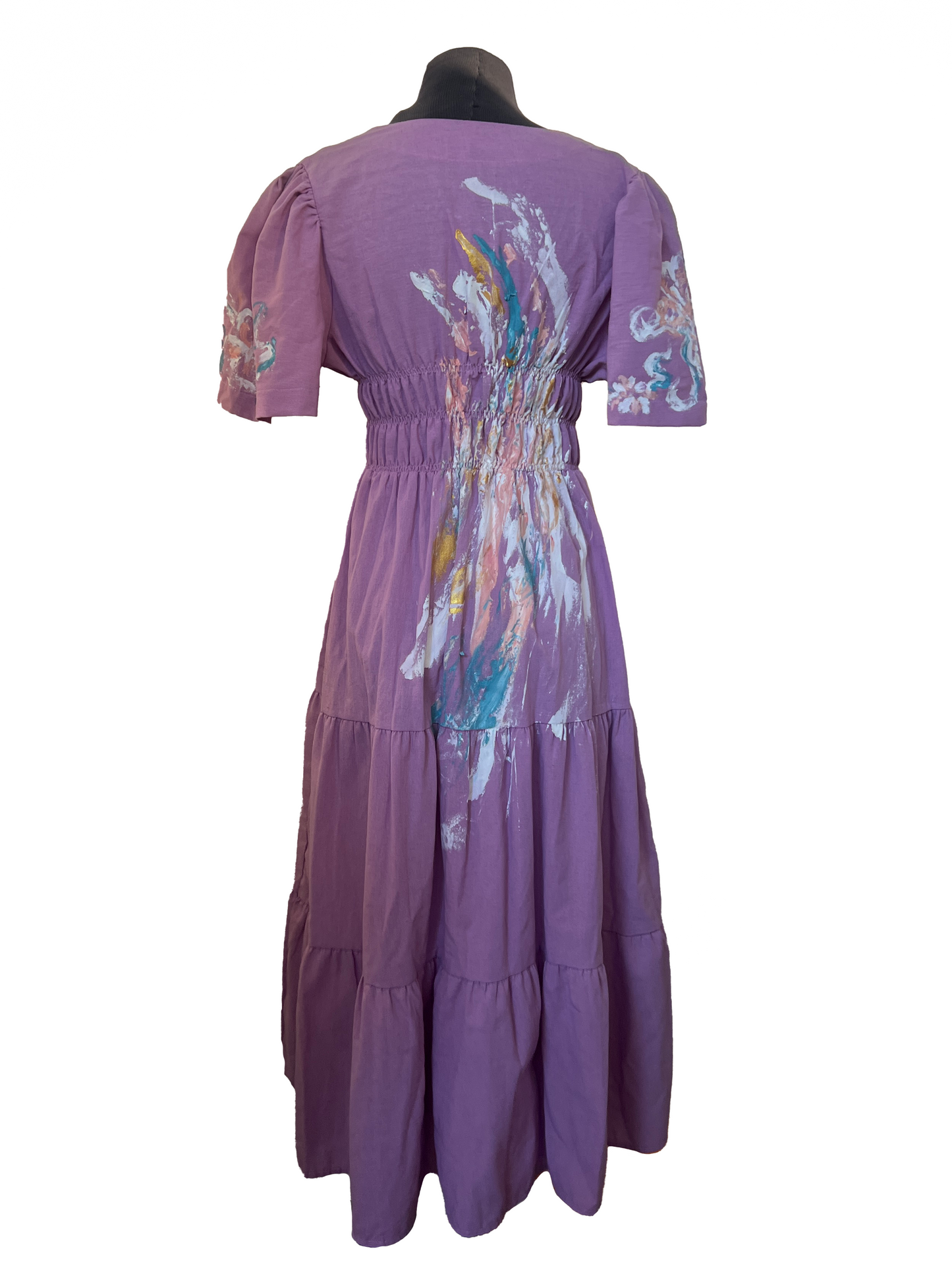 “Perslab” Dress 3 (Lilac) Butterfly sleeves (handpainted) by Ming Moya