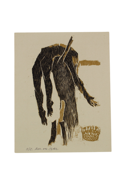 Woodblock print - Man on a Stake