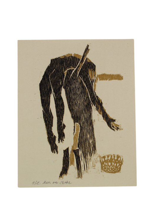 Woodblock print - Man on a Stake