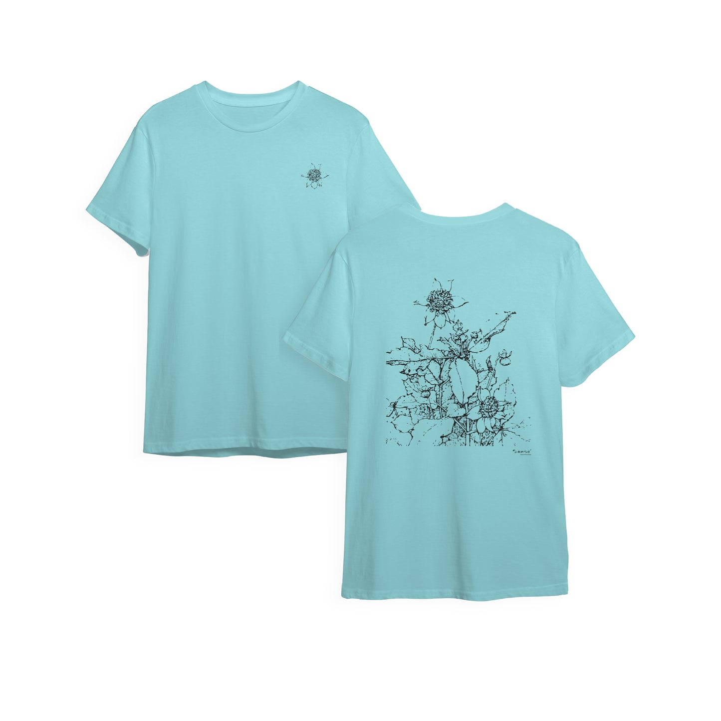 Floral - Sketch Series in Pastel Blue T-Shirt